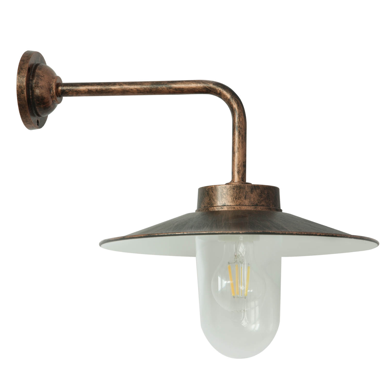 Classical Barn Lamp 38-90 in Antique Colors: Kupferschwarzfarben mit klarem Zylinderglas