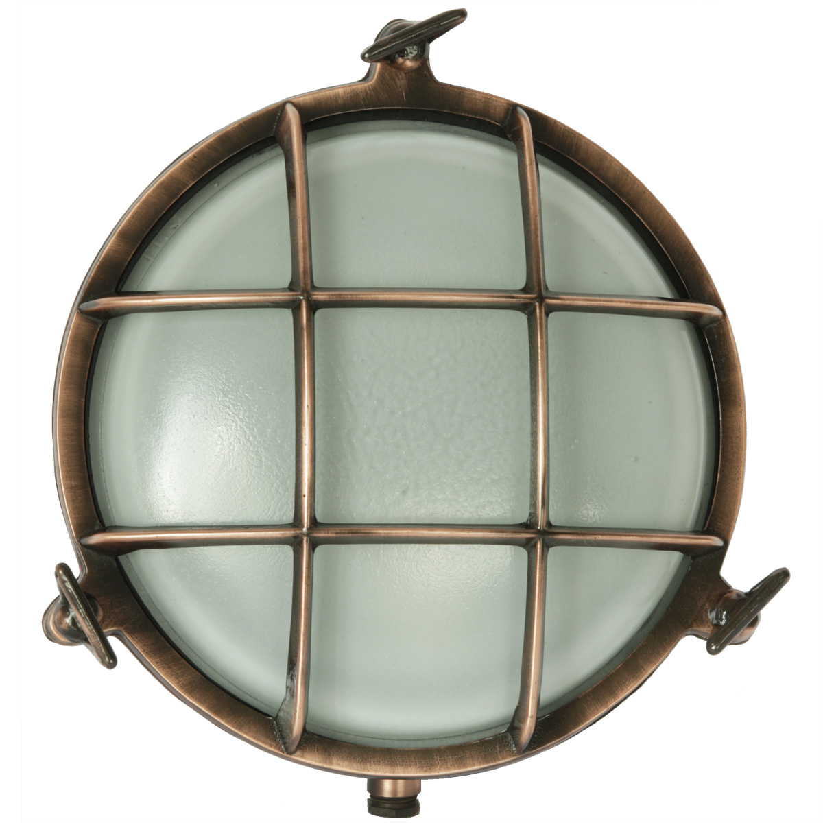 Round cabin brass light with grid
