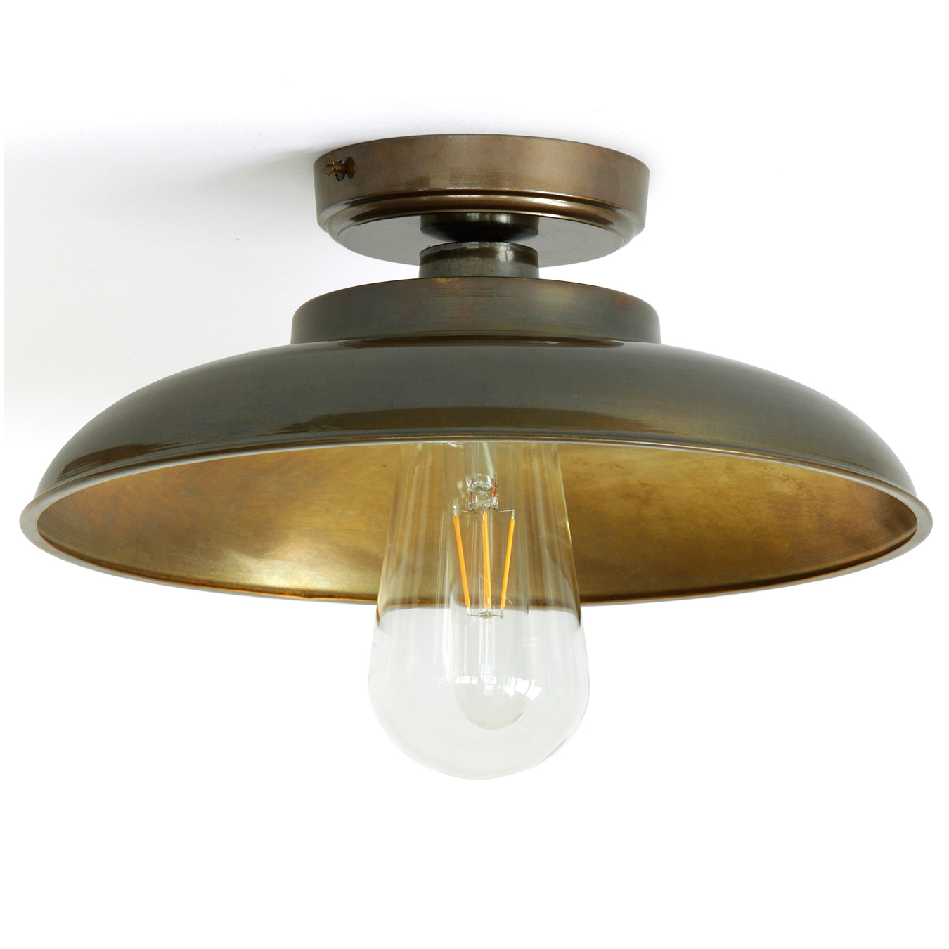 Ceiling lamp with brass shade Dara, IP65, Ø 32 cm