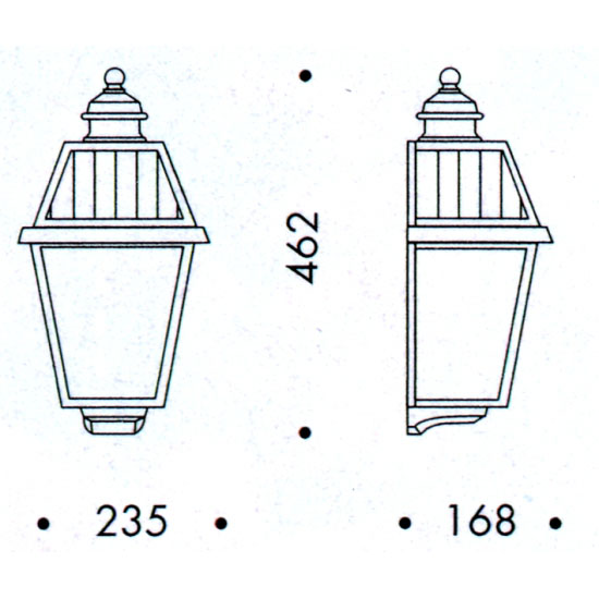 Bild 4: Flache Halblaterne, die Maße Flache Wandleuchte für die Hauswand: Flache Halblaterne, die Maße