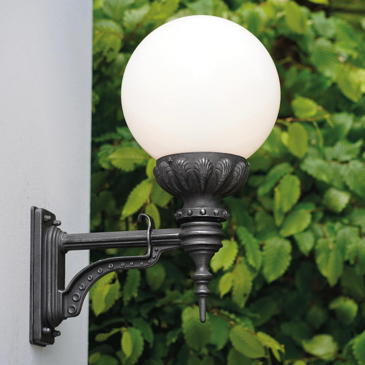 Wrought Iron Wall Light with Opal Spherical Glass WL 3115
