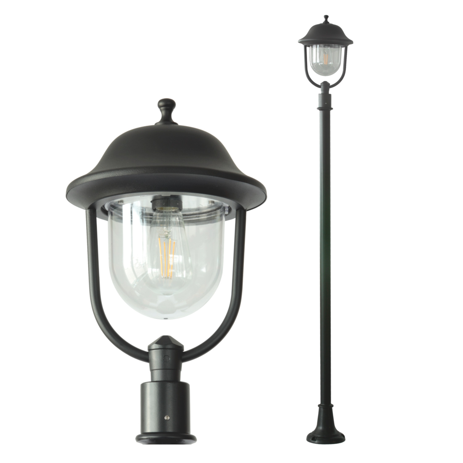 Post Light With Round Top Mount Lantern PadwaXL.39
