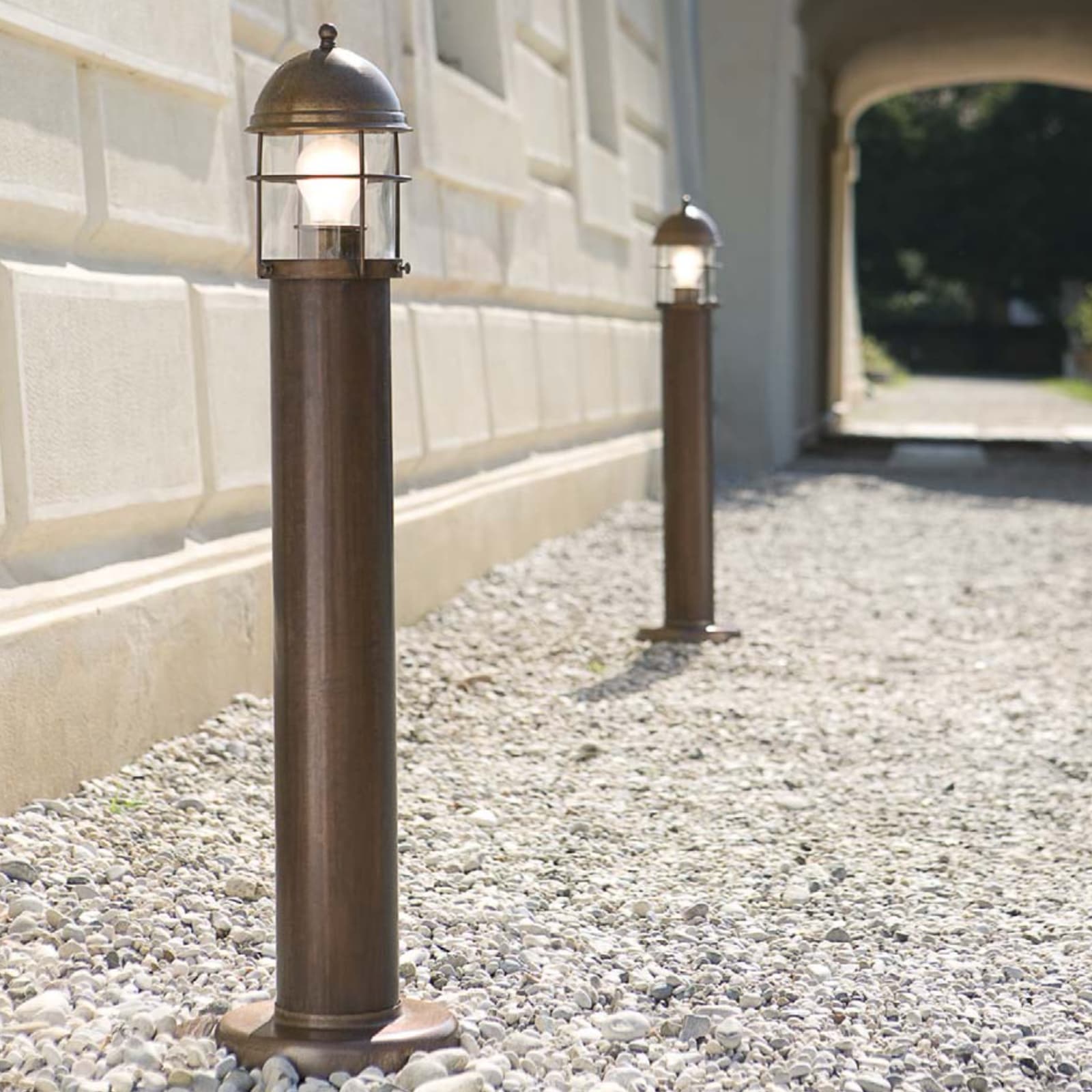 Copper and Brass Bollard Light Attila