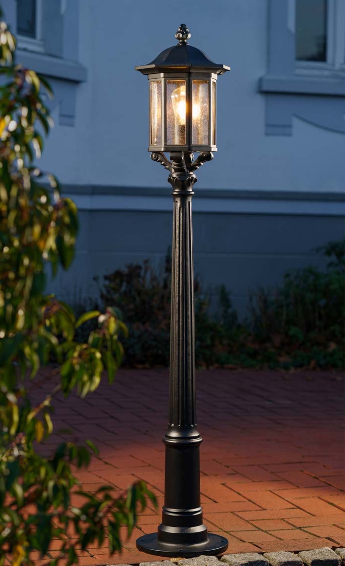 Small Garden Post Lantern with Fluted Column and Antique Glass AL 6976, 146 cm