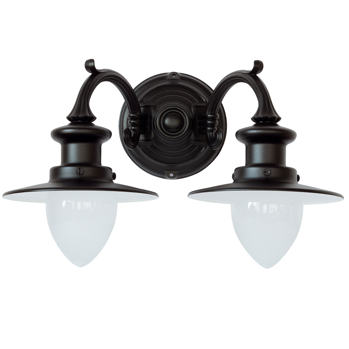 Double Bulb Wall Mount Lamp for Outdoors with Pointed Glass Cylinders