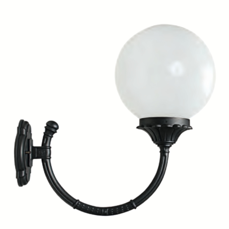 Globe Wall Light with Long Bowed Arm