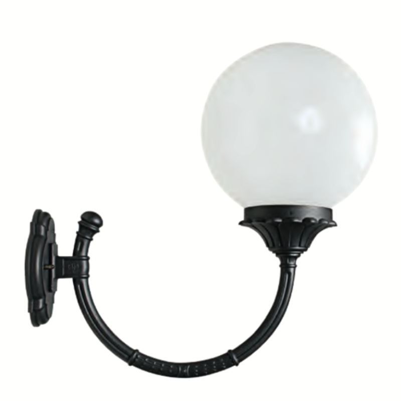 Globe Wall Light with Long Bowed Arm Globe Wall Light with Long Bowed Arm