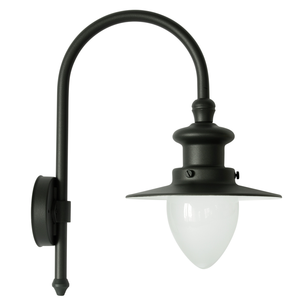 Bow Arm Wall Light for Outdoor Use with Pointed Cylinder