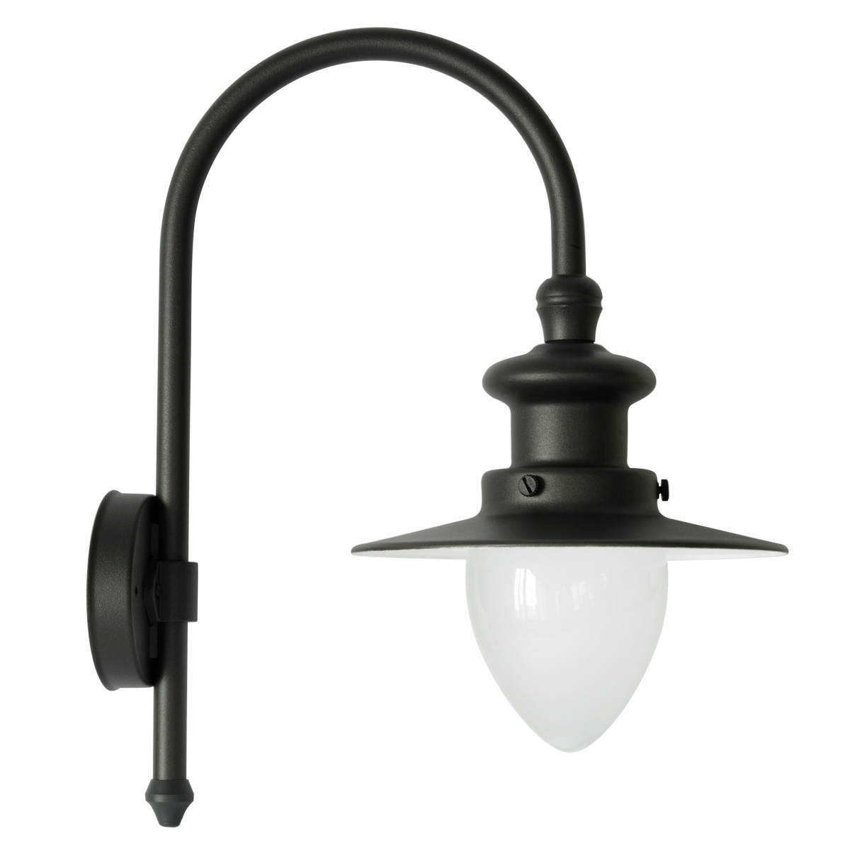 Bogenarm-Wandlampe für außen mit Spitzzylinder Bogenarm-Wandlampe für außen mit Spitzzylinder