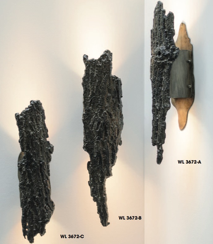Baumrinden-Wandleuchte aus Schmiedeeisen WL 3672