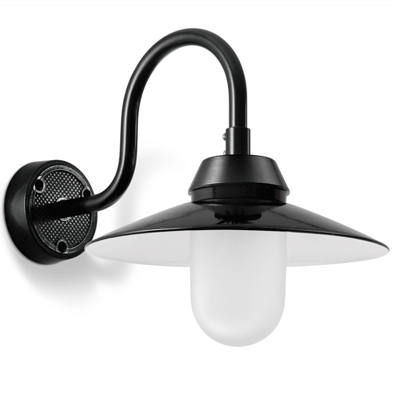 Bild 6: Wandleuchte mit flachem Reflektor Bremen, Schwarz mit Zylinderglas Robuste Wandleuchte mit flachem Reflektor Bremen: Wandleuchte mit flachem Reflektor Bremen, Schwarz mit Zylinderglas