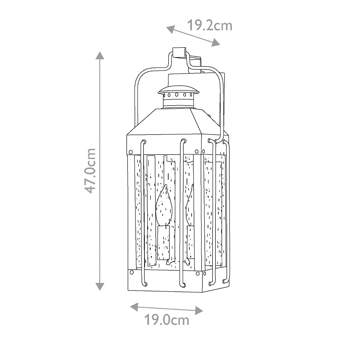 Black Outdoor Lantern With Struts, Fig. 2