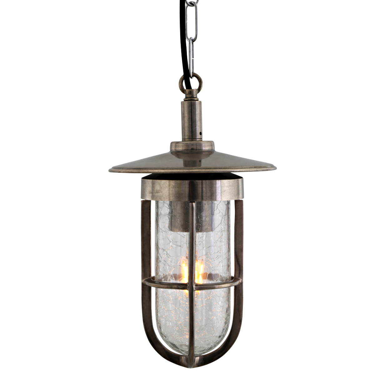 Brass Factory Pendant Lamp With Small Shade Crook
