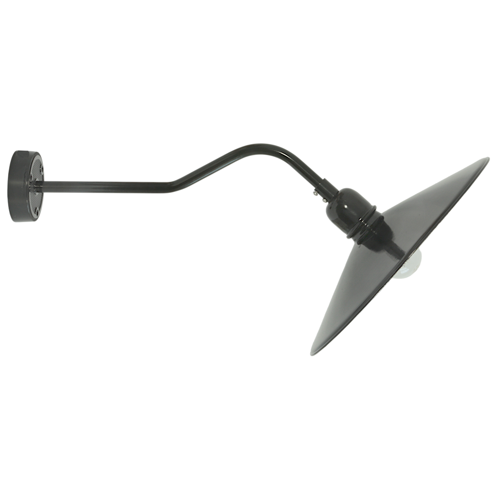 Landhausleuchte für Außen Bingen BW 230: hier mit Ausleger 400 mm, Schirm Ø 350 mm, Tiefschwarz RAL 9005