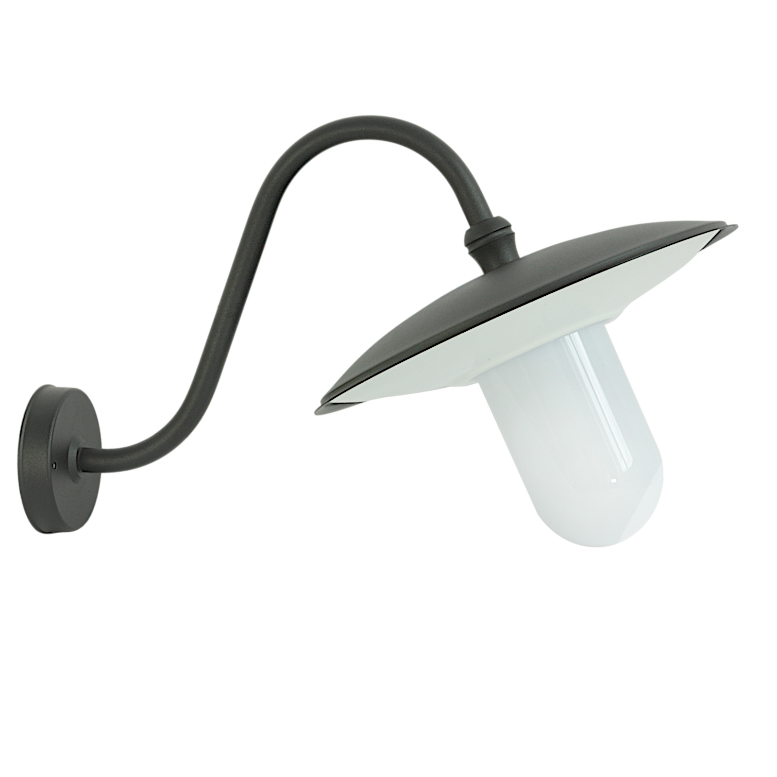 Forward-facing Swan Arm Wall Light for Outdoors