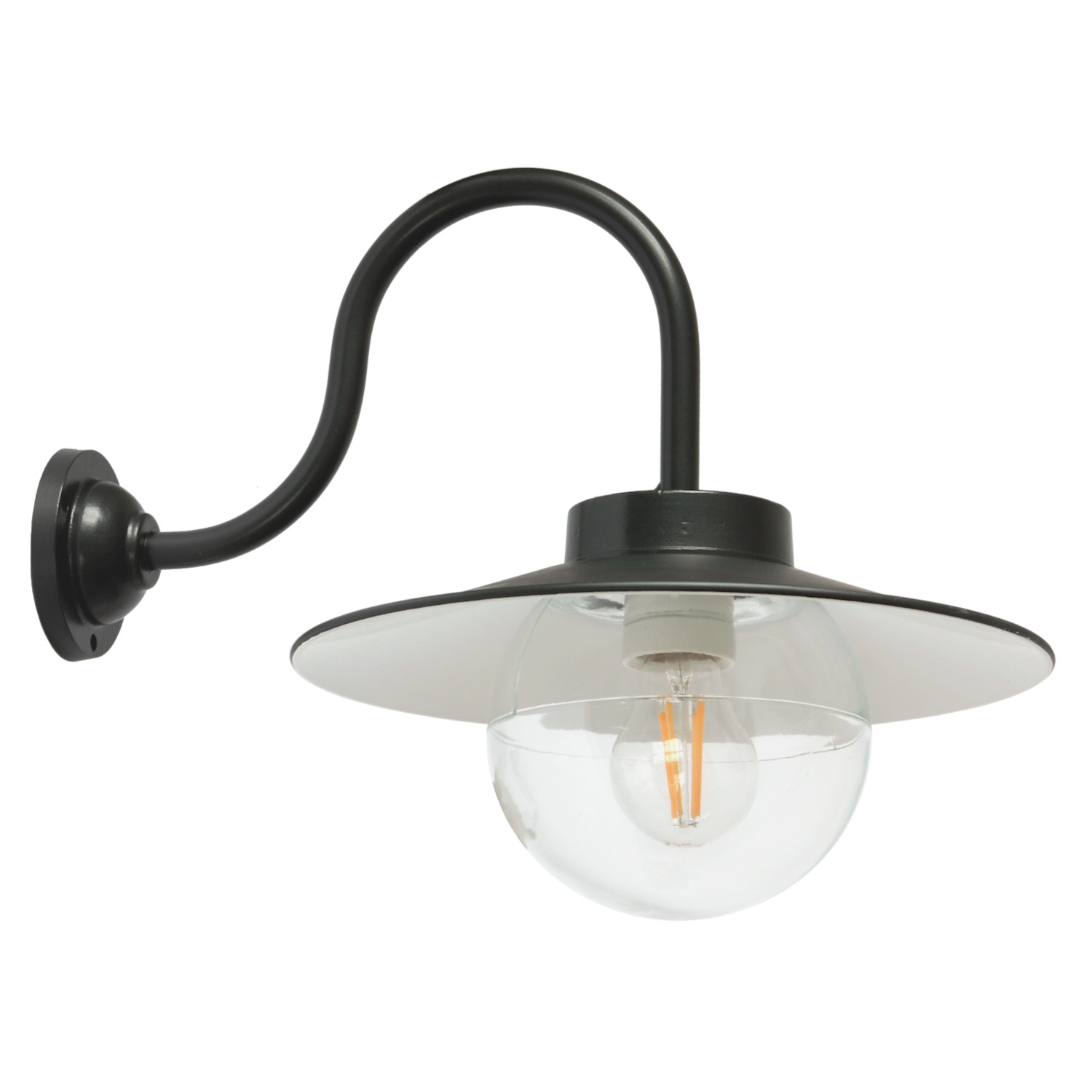 Bild 5: Außenlampe aus Aluminium mit klarem Kugelglas Klassische Wandleuchte für außen mit Bogenarm 38 S: Außenlampe aus Aluminium mit klarem Kugelglas