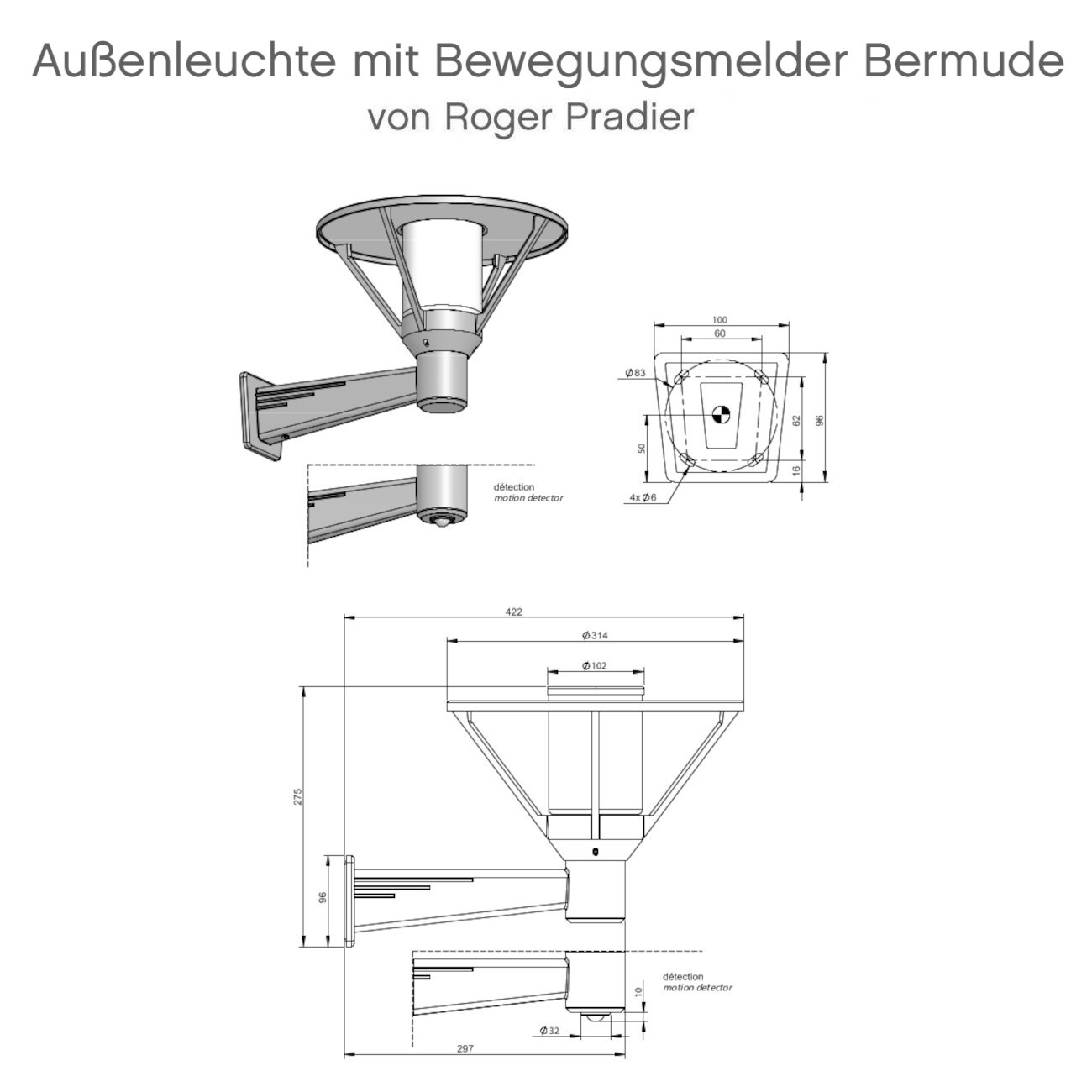 Wand-Außenleuchte mit Bewegungsmelder Bermude, Bild 14 Wand-Außenleuchte mit Bewegungsmelder Bermude, Bild 14