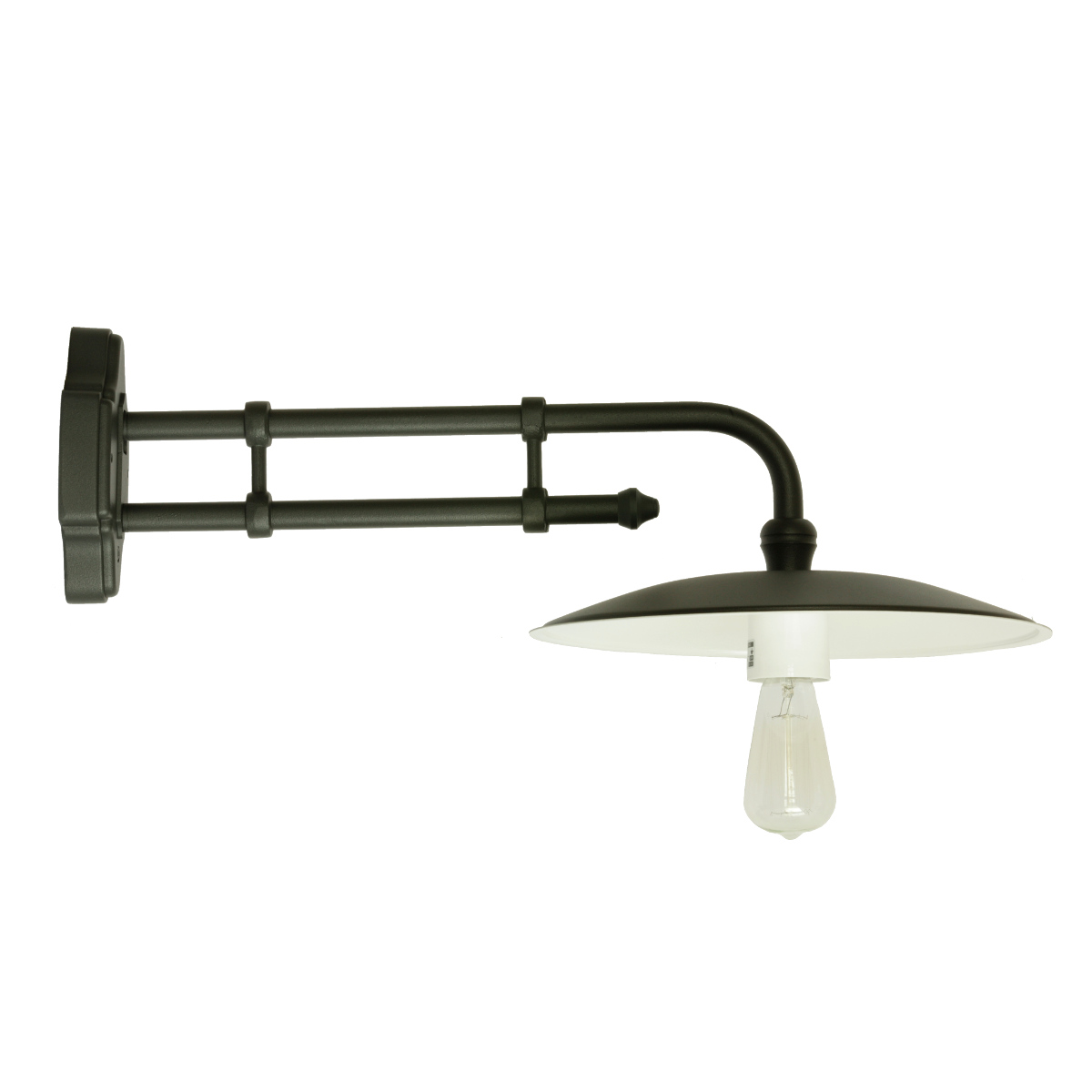 Outdoor Italian Wall Light without Glass and Double-Pipe Arm