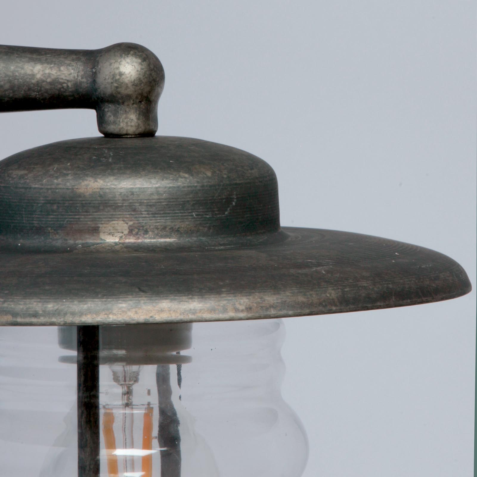 Outdoor brass wall light N° 75 with round wavy glass: Nickel matt