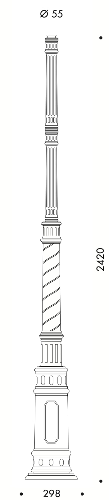 Fig. 3: Gussmast aus Aluminium Tuscan Lamp Post with hanging lantern: Gussmast aus Aluminium