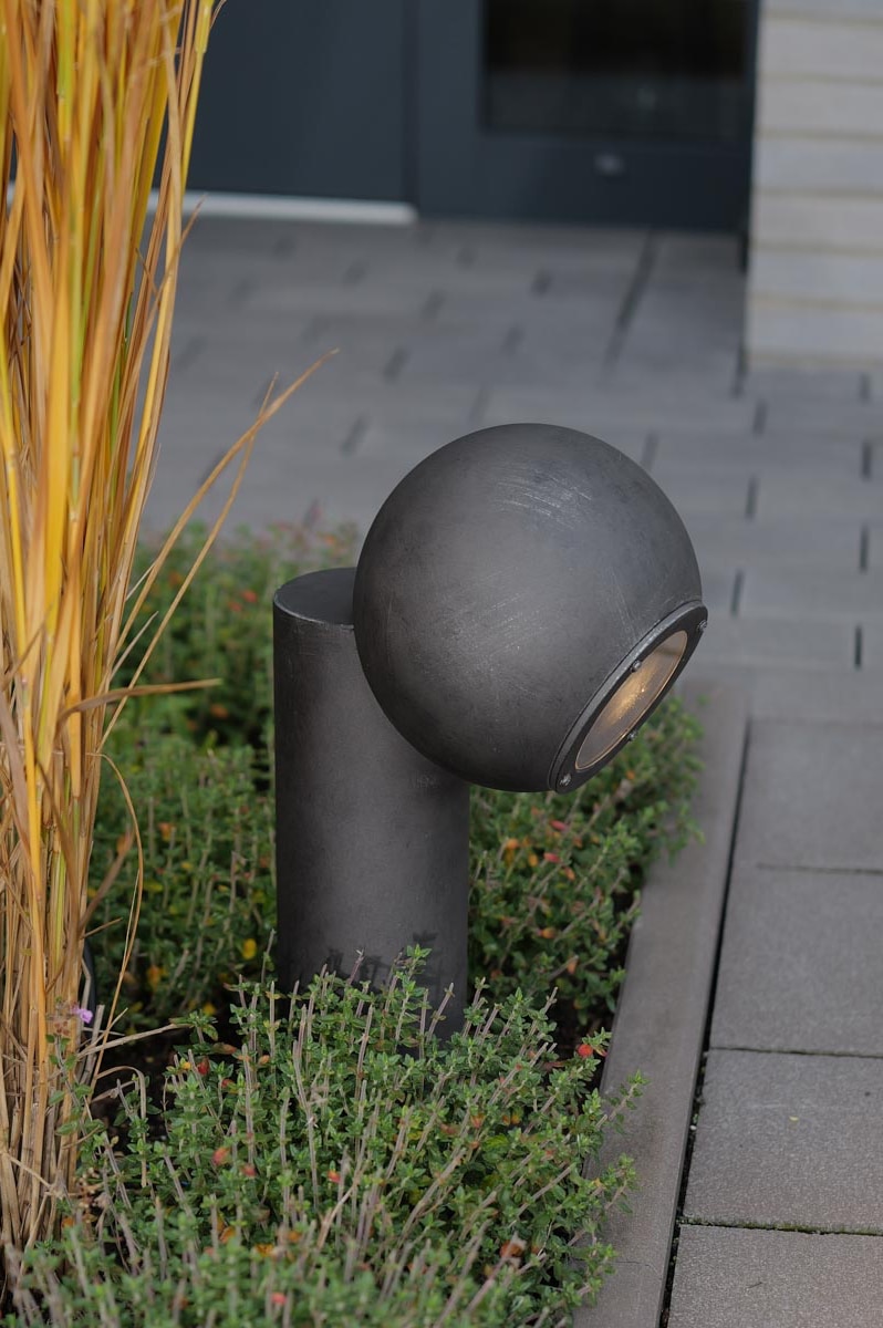 Wrought Iron Path Light with Spherical Lantern Head AL 6988
