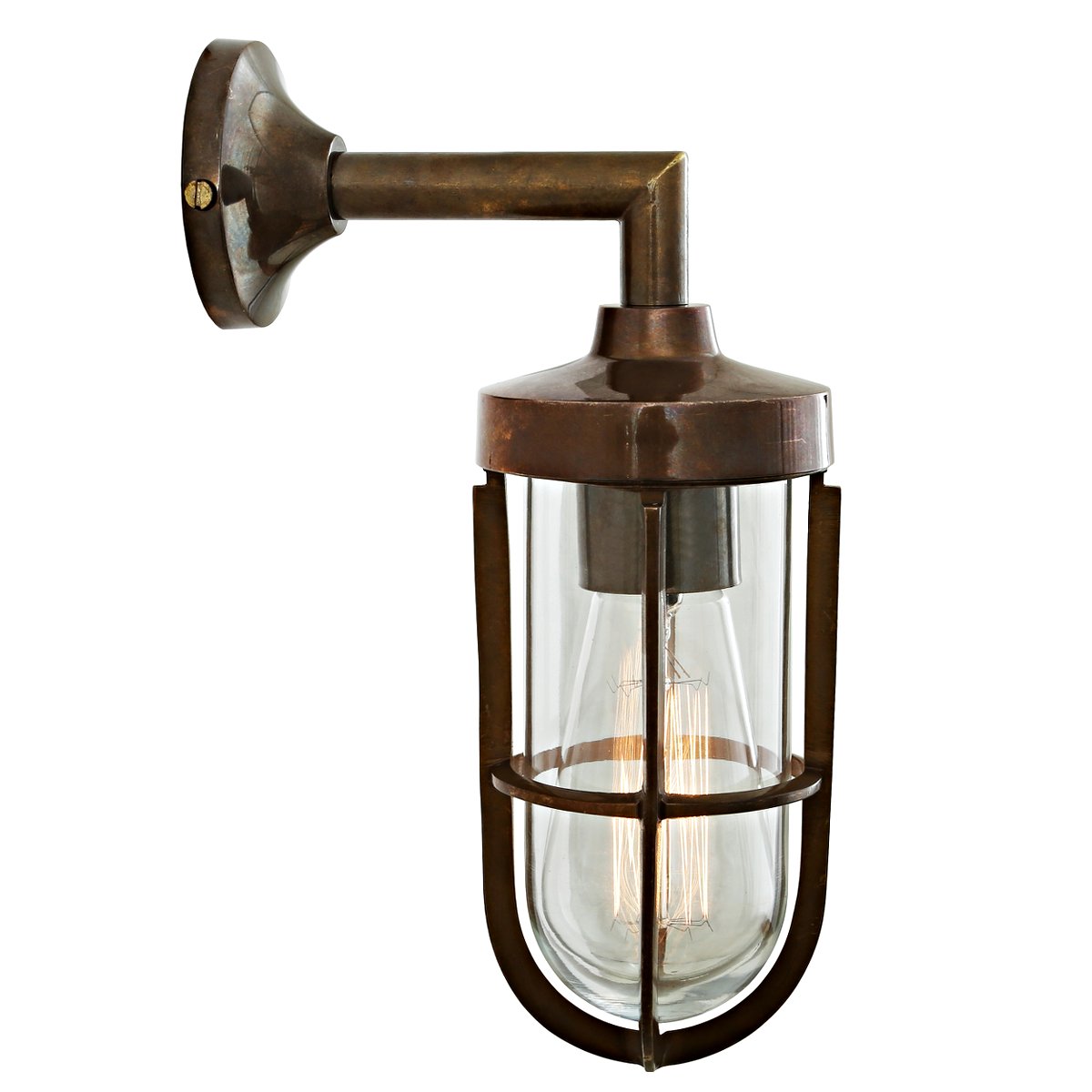 Outdoor Brass Wall Light with Short Bracket Gladach