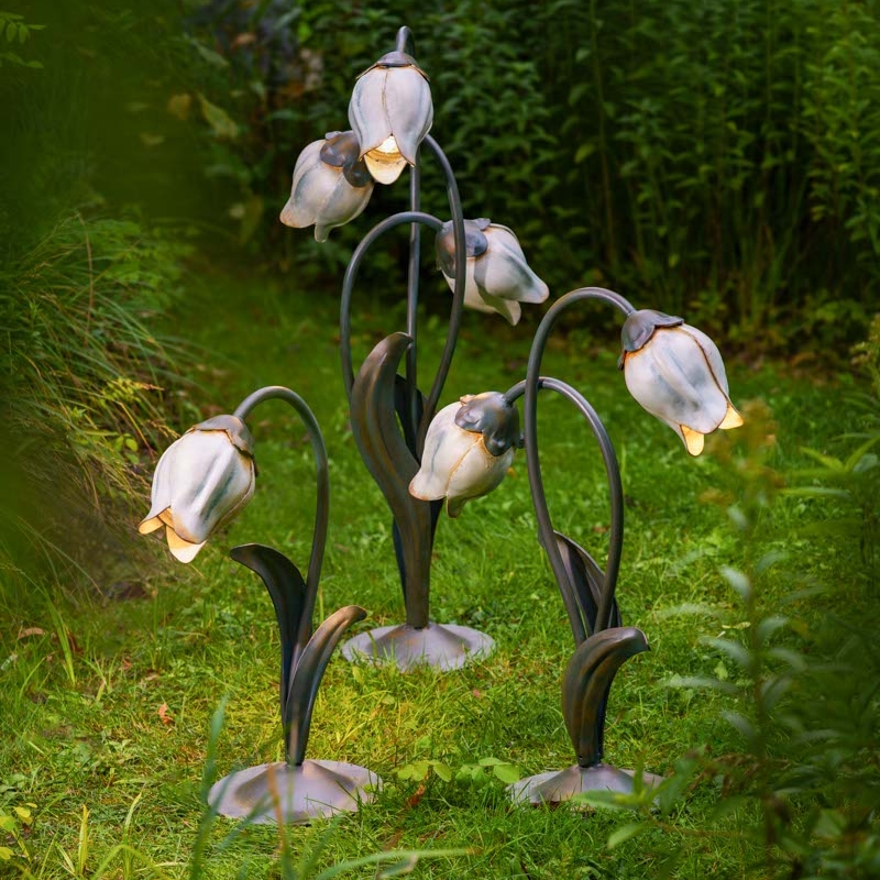Hand-Forged Flower-Shaped Garden Light AL 6571 / 6572 / 6715