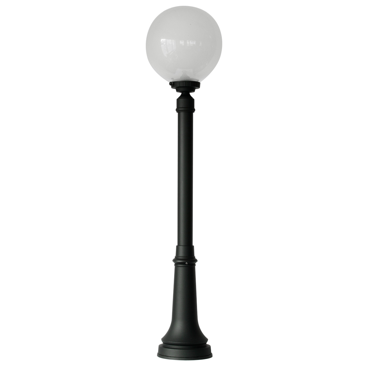 Glaskugel-Wegeleuchte mit glattem Mast Glaskugel-Wegeleuchte mit glattem Mast