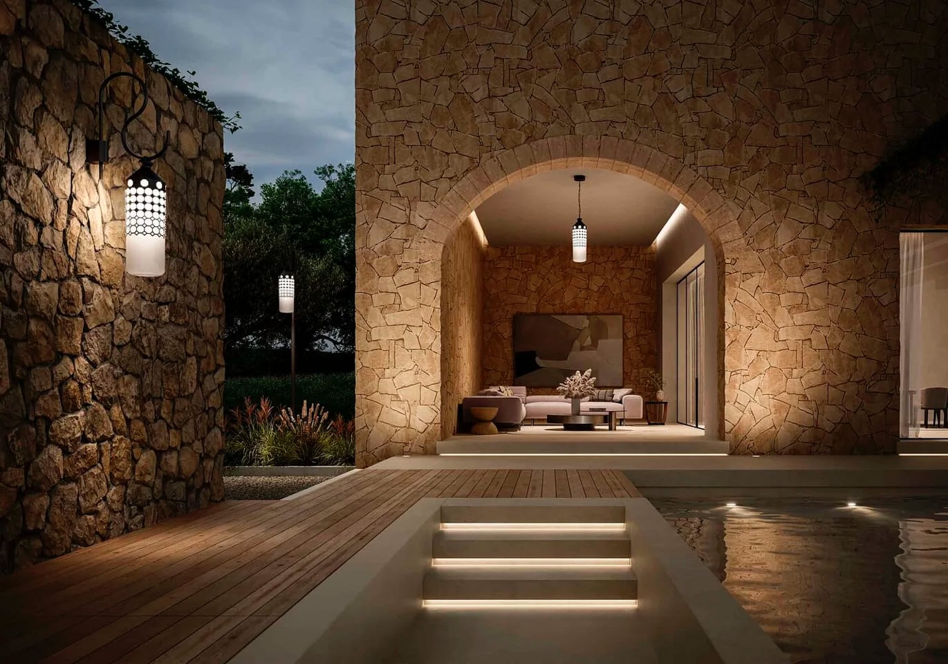 Große Wandlaterne mit Opalglas und grafischem Dekor, IP65, Bild 3 Große Wandlaterne mit Opalglas und grafischem Dekor, IP65, Bild 3