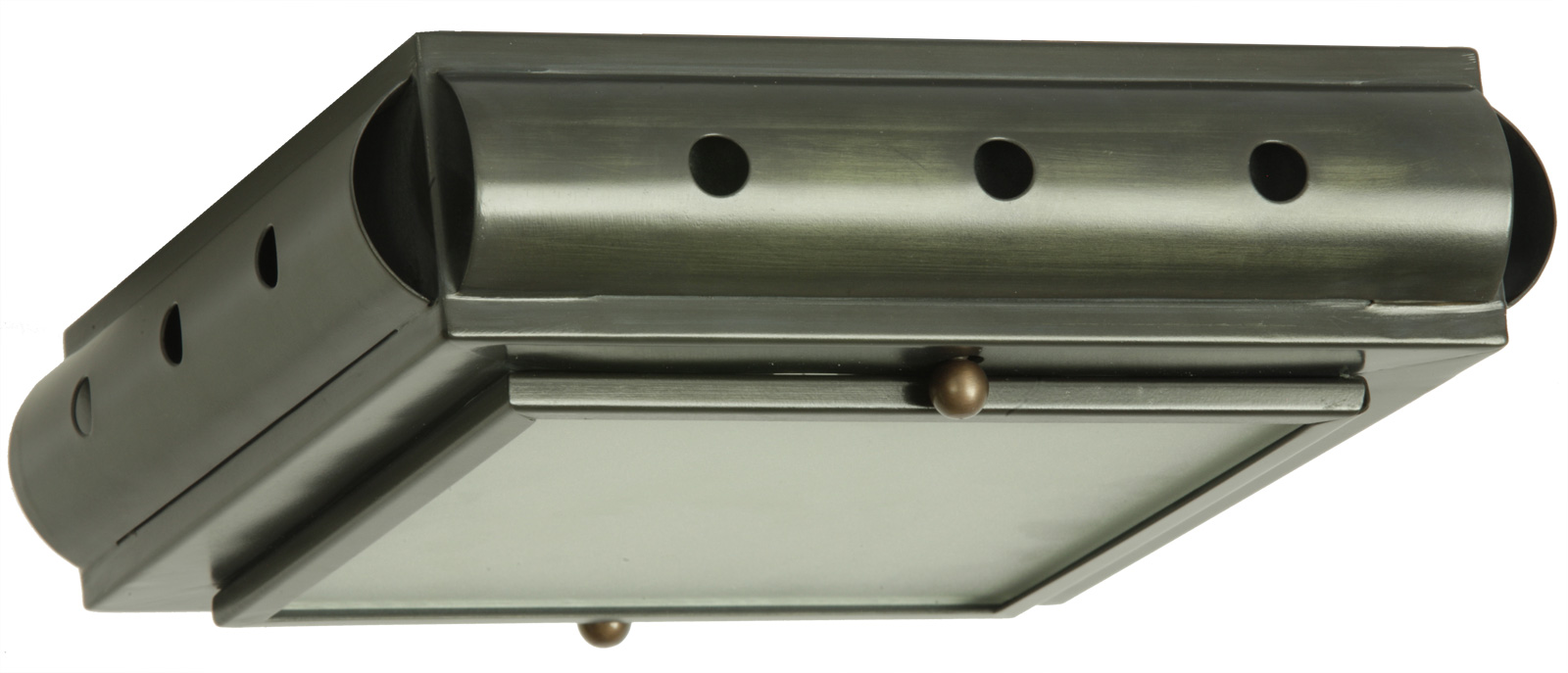 Fig. 11: Deckenleuchte in Zink patiniert, kleines Modell (auf Anfrage) Flat Handcrafted Wall Light Porthole TGM: Deckenleuchte in Zink patiniert, kleines Modell (auf Anfrage)
