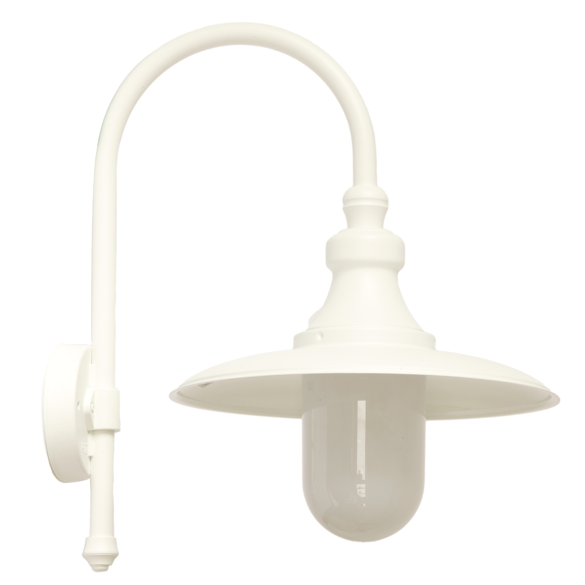 Außen-Wandlampe im Fabrikstil mit Bogenarm Außen-Wandlampe im Fabrikstil mit Bogenarm