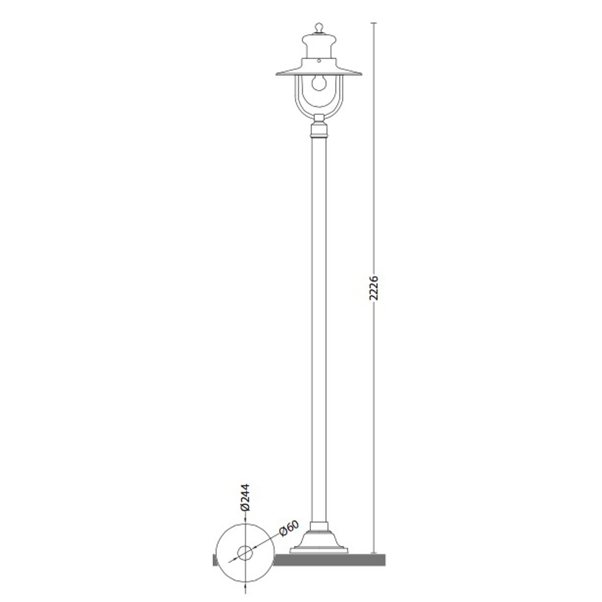 Bild 2: Die Maße: Formschöne Industrieleuchte mit schlichtem Mast Formschöne Industrieleuchte mit schlichtem Mast: Die Maße: Formschöne Industrieleuchte mit schlichtem Mast