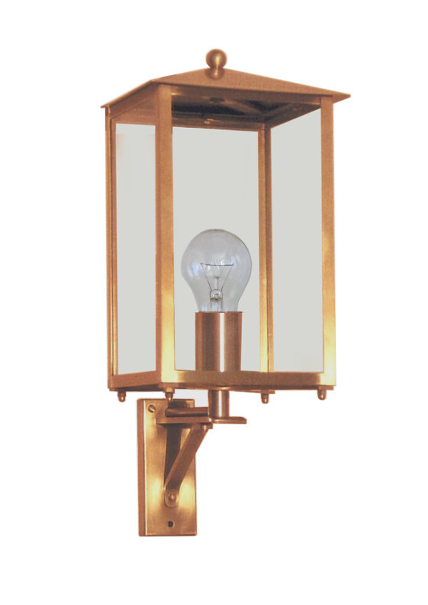 Four-sided outdoor light in brass or copper