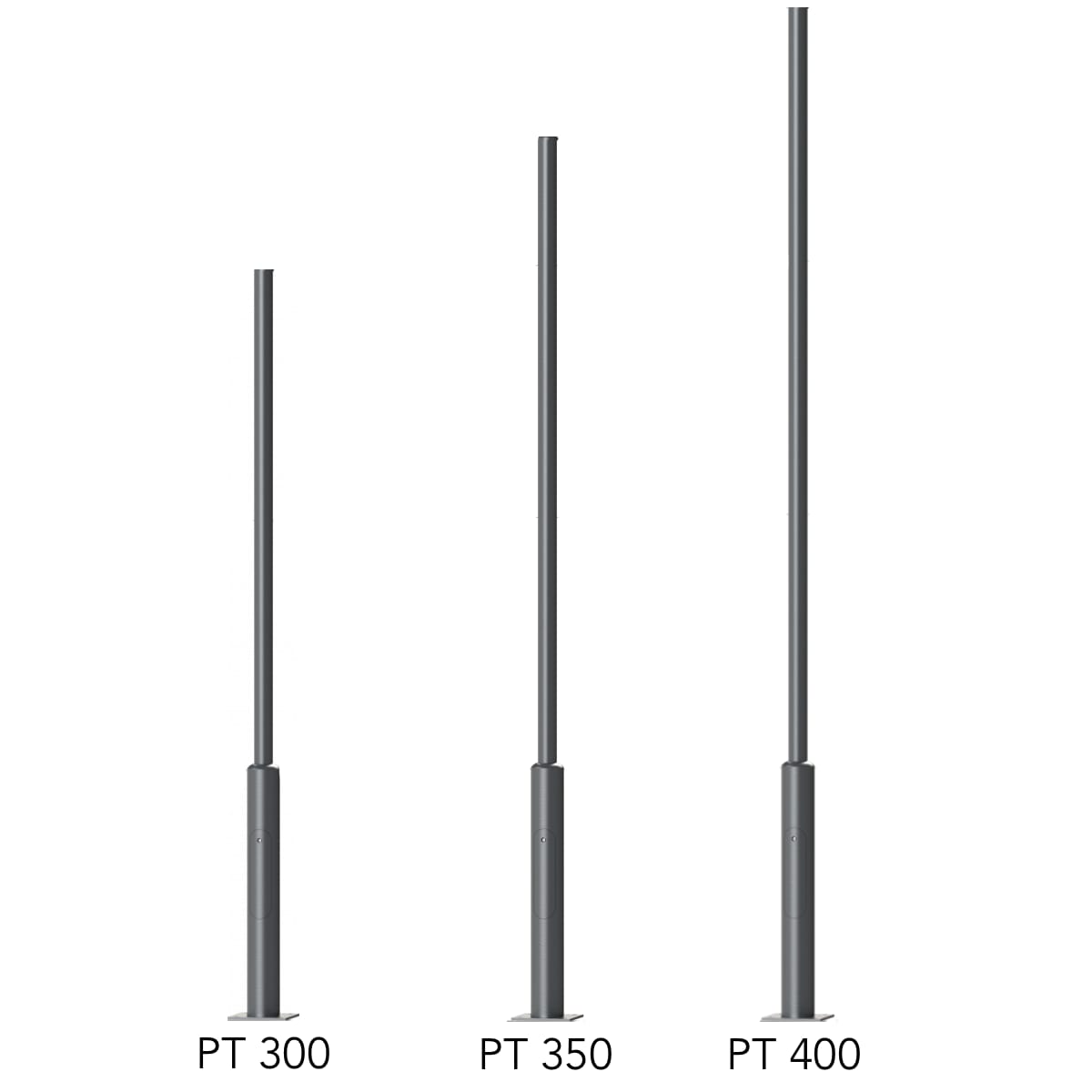 Laternenmast aus Stahl PT 300 / 350 / 400 / 450 / 500 cm