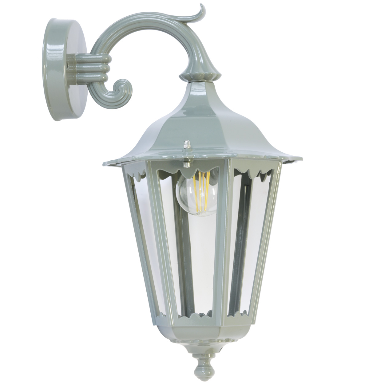 Kleine Wandleuchte für Außen am kurzen Bogenarm Kleine Wandleuchte für Außen am kurzen Bogenarm