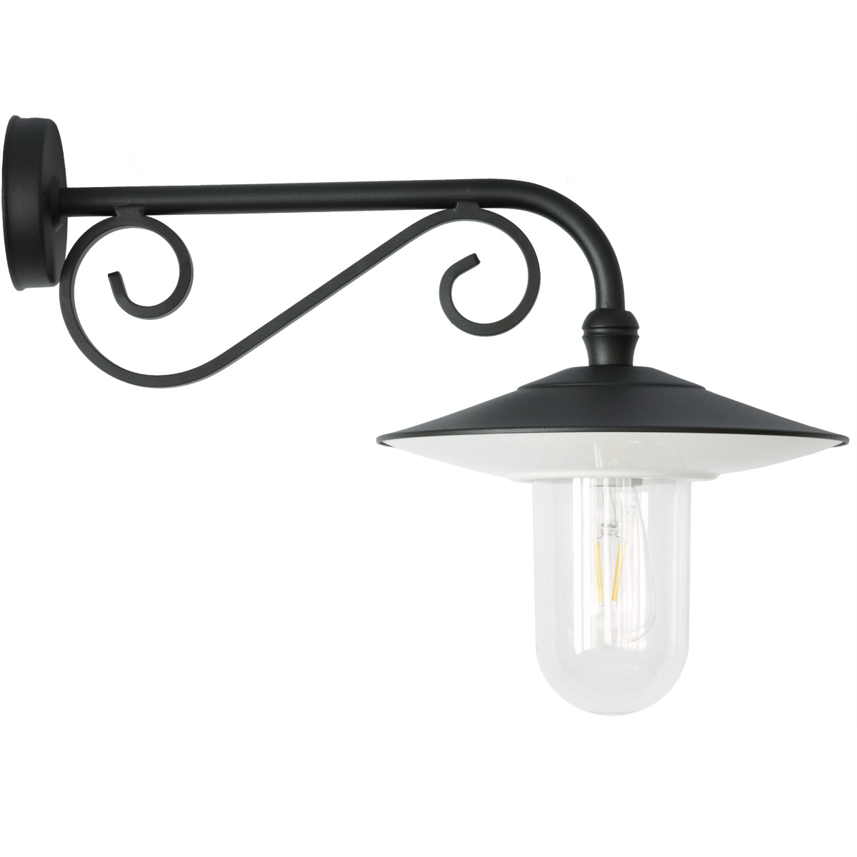 Außen-Wandlampe mit Zierteil am Wandarm Außen-Wandlampe mit Zierteil am Wandarm