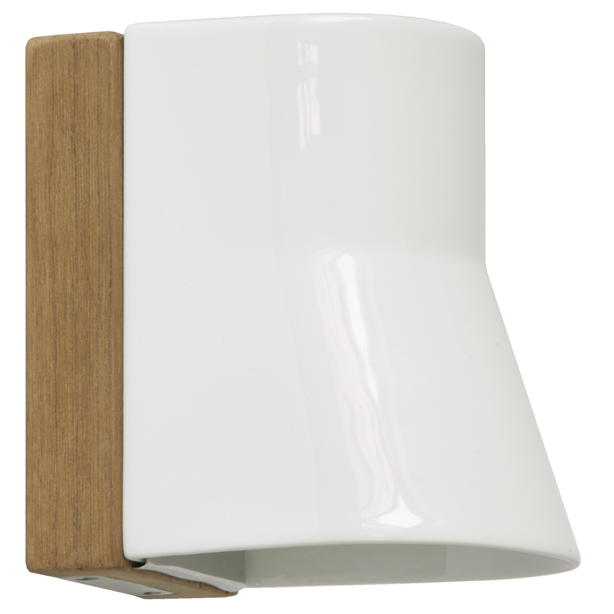 Wall light BEACON made of porcelain and teak wood