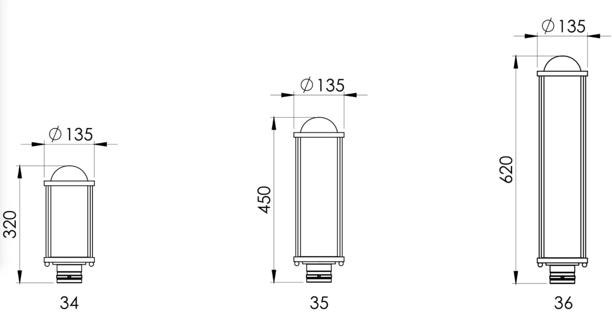 Bild 4: Laterne 35 (mittleres Modell) Art déco-Sockelleuchte aus Aluguss Elba S 35: Laterne 35 (mittleres Modell)