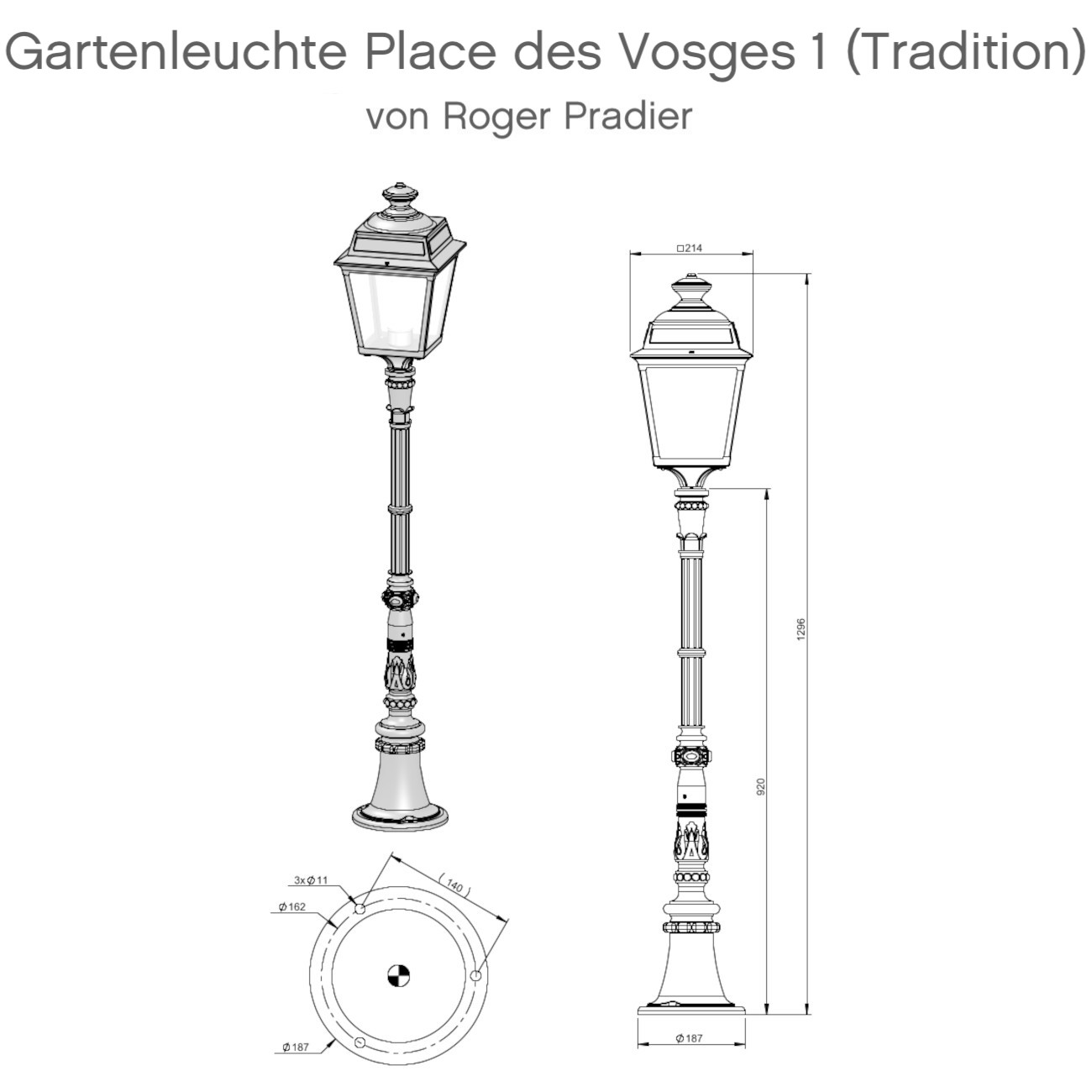 Gartenleuchte Place des Vosges 1 T mit Balustersäule, Bild 12 Gartenleuchte Place des Vosges 1 T mit Balustersäule, Bild 12