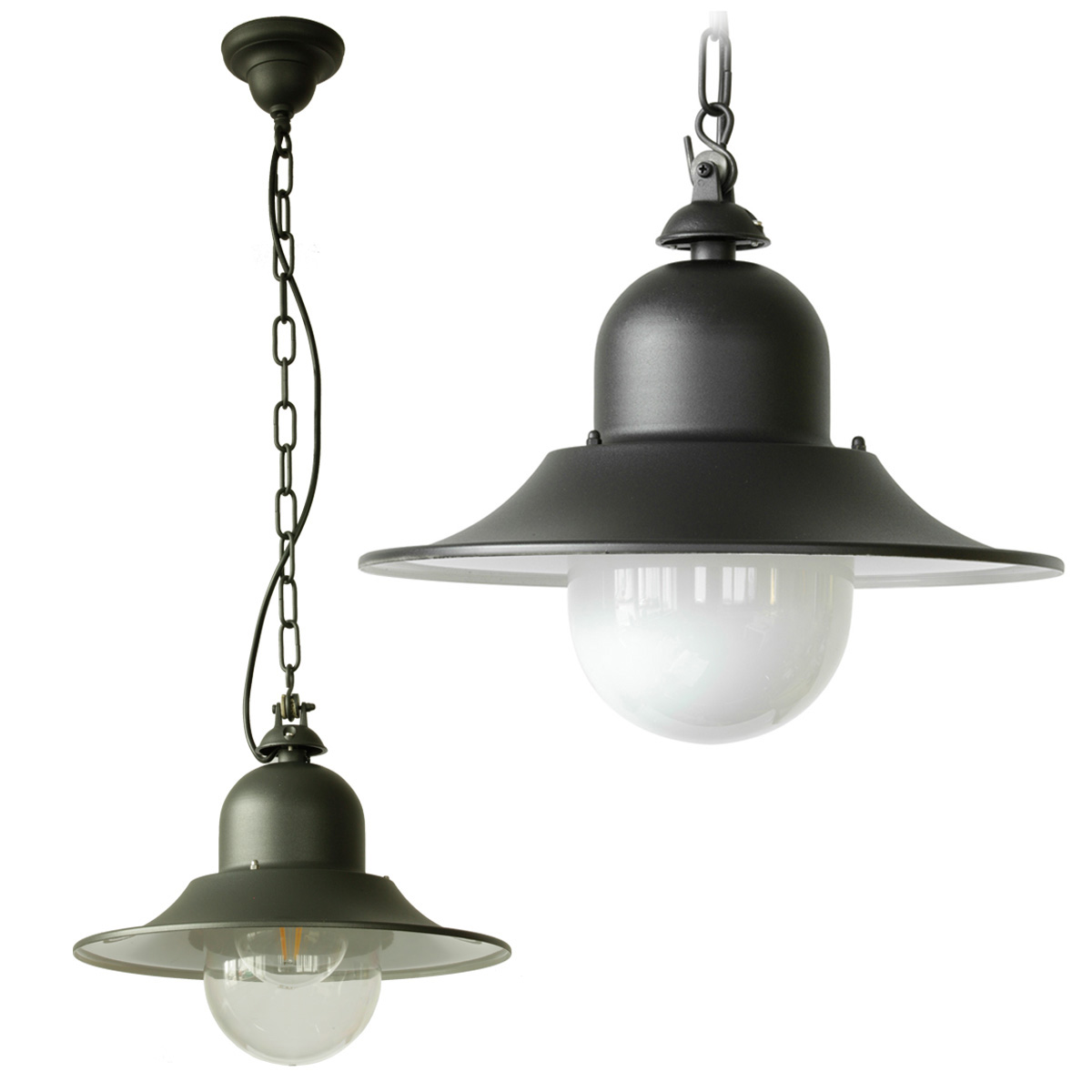 Italian Factory-Style Wall Light for Outdoor Use with Chain