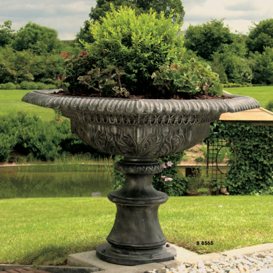 Wide flower bowl made of cast aluminium and steel B 8565