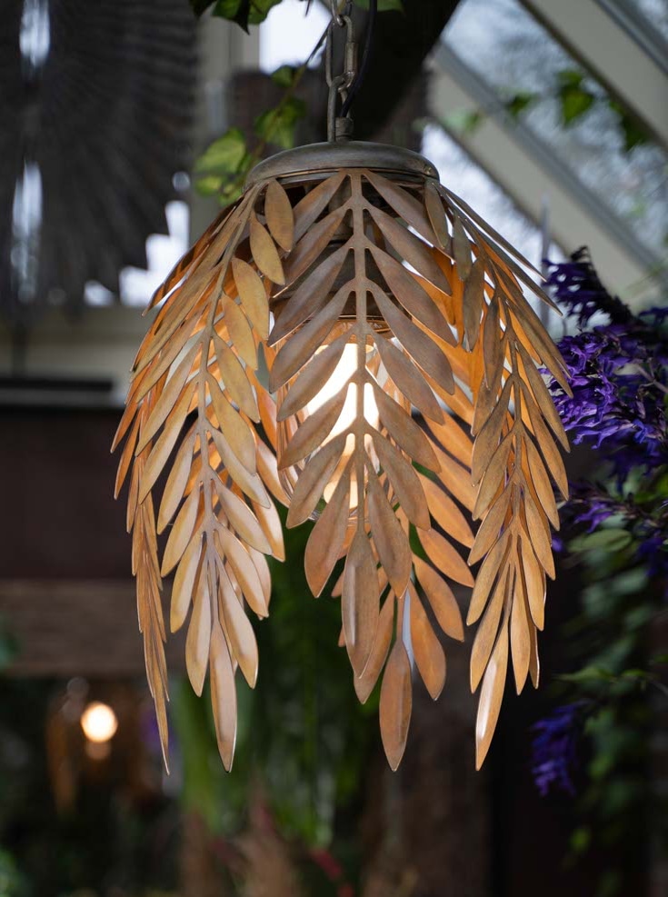 Sculptural Outdoor Pendant Light with Leaf Design HL 2734-A