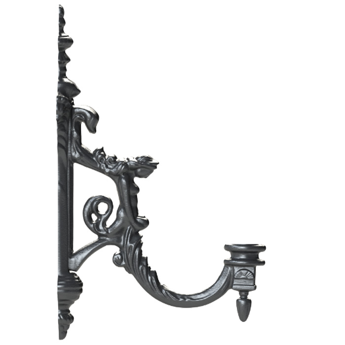 Art Nouveau cast aluminium wall arm Prague M-L