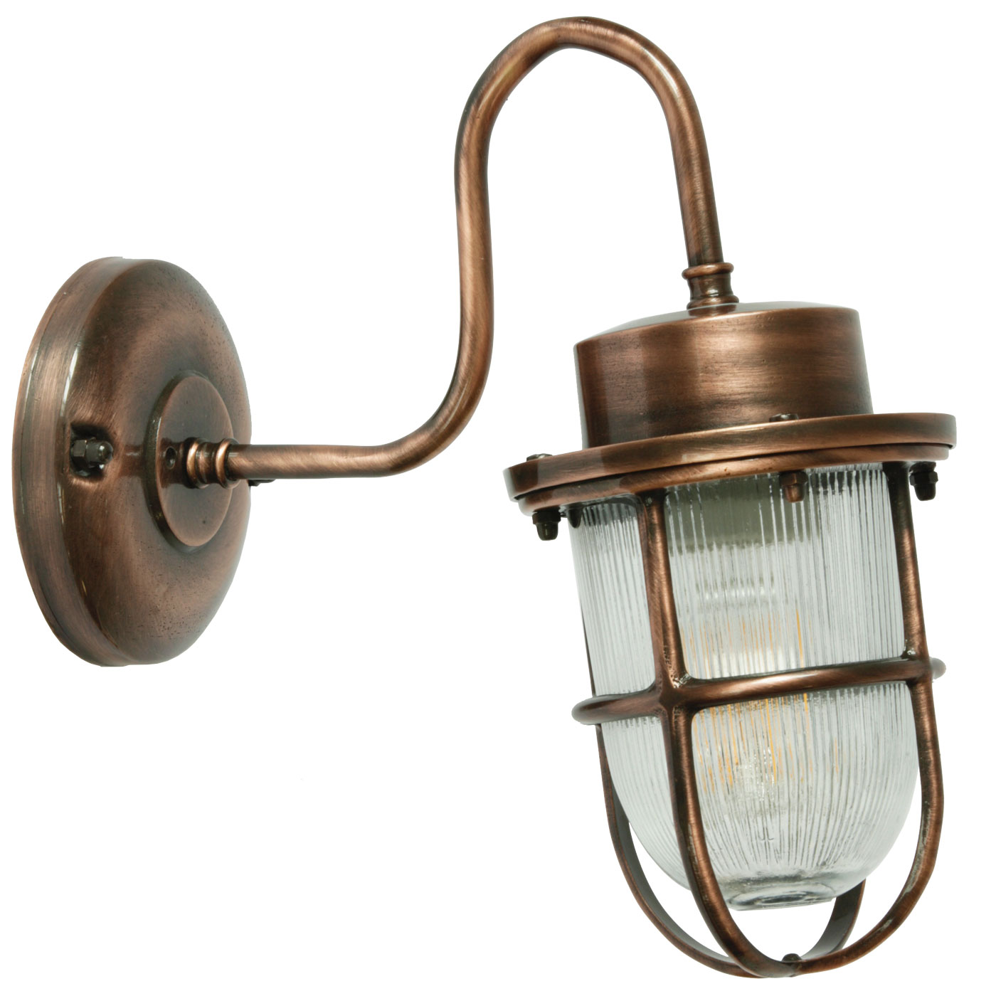 Wandlampe N° 563 aus Messing im Schiffsleuchten-Stil