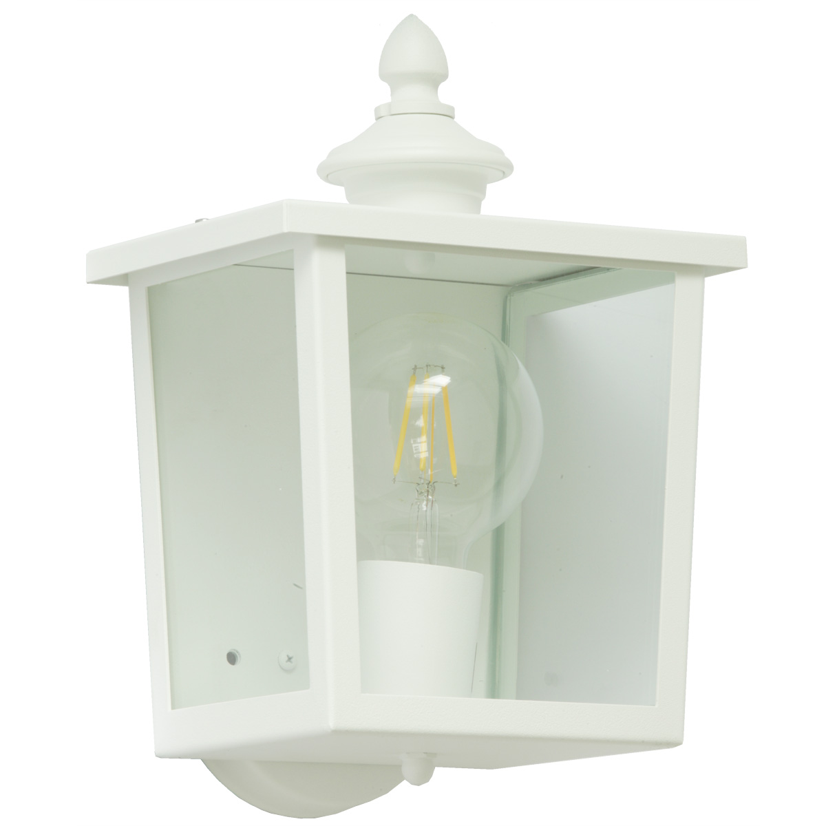 Bild 3: Hier in weiß mit klarem Glas Kleine kubische Edelstahl-Außenleuchte: Hier in weiß mit klarem Glas