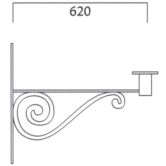 Schlichter Wandarm aus Stahlrohr und Aluminiumguss WA 620