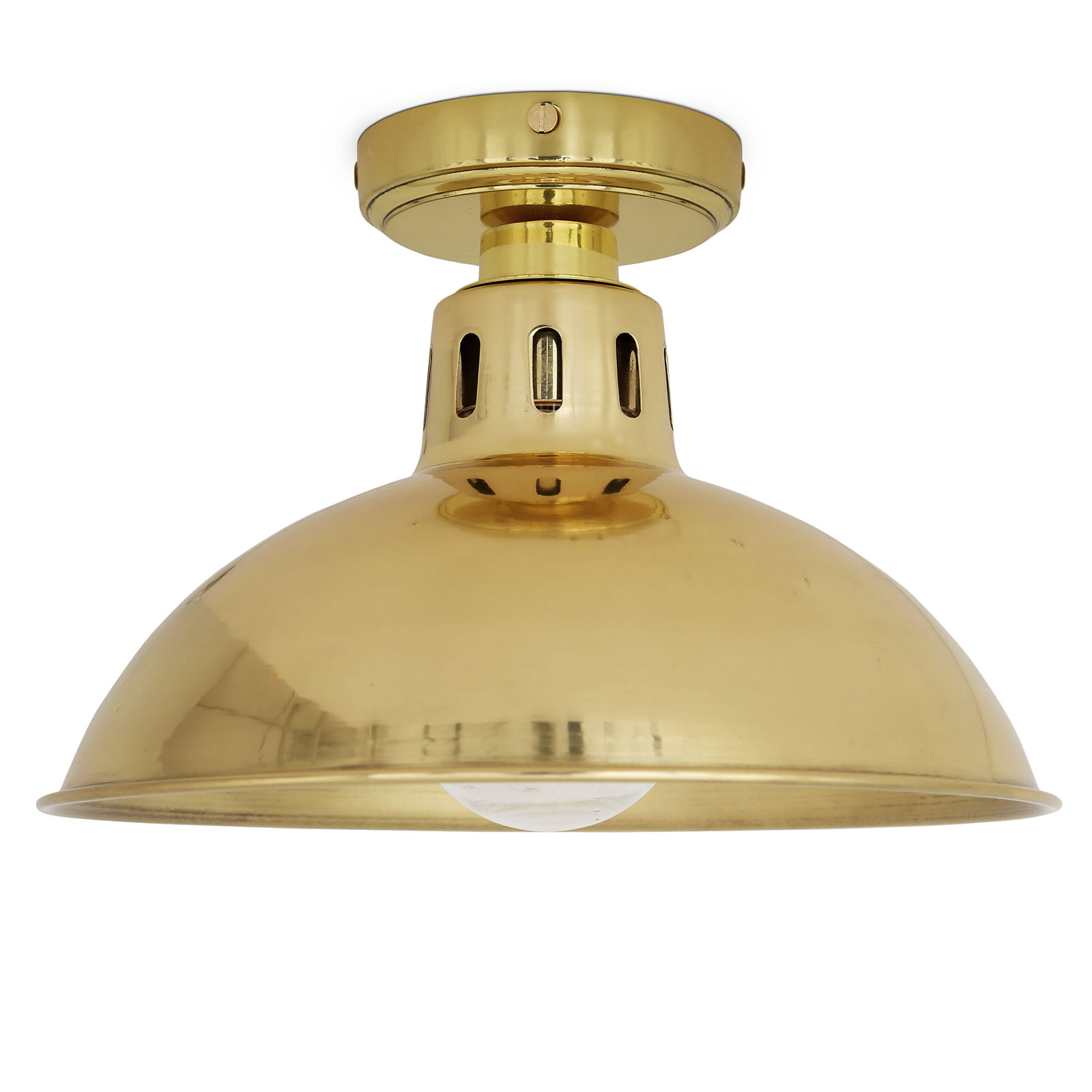 Ceiling lamp with brass shade Tlais, IP65, Ø 30 cm