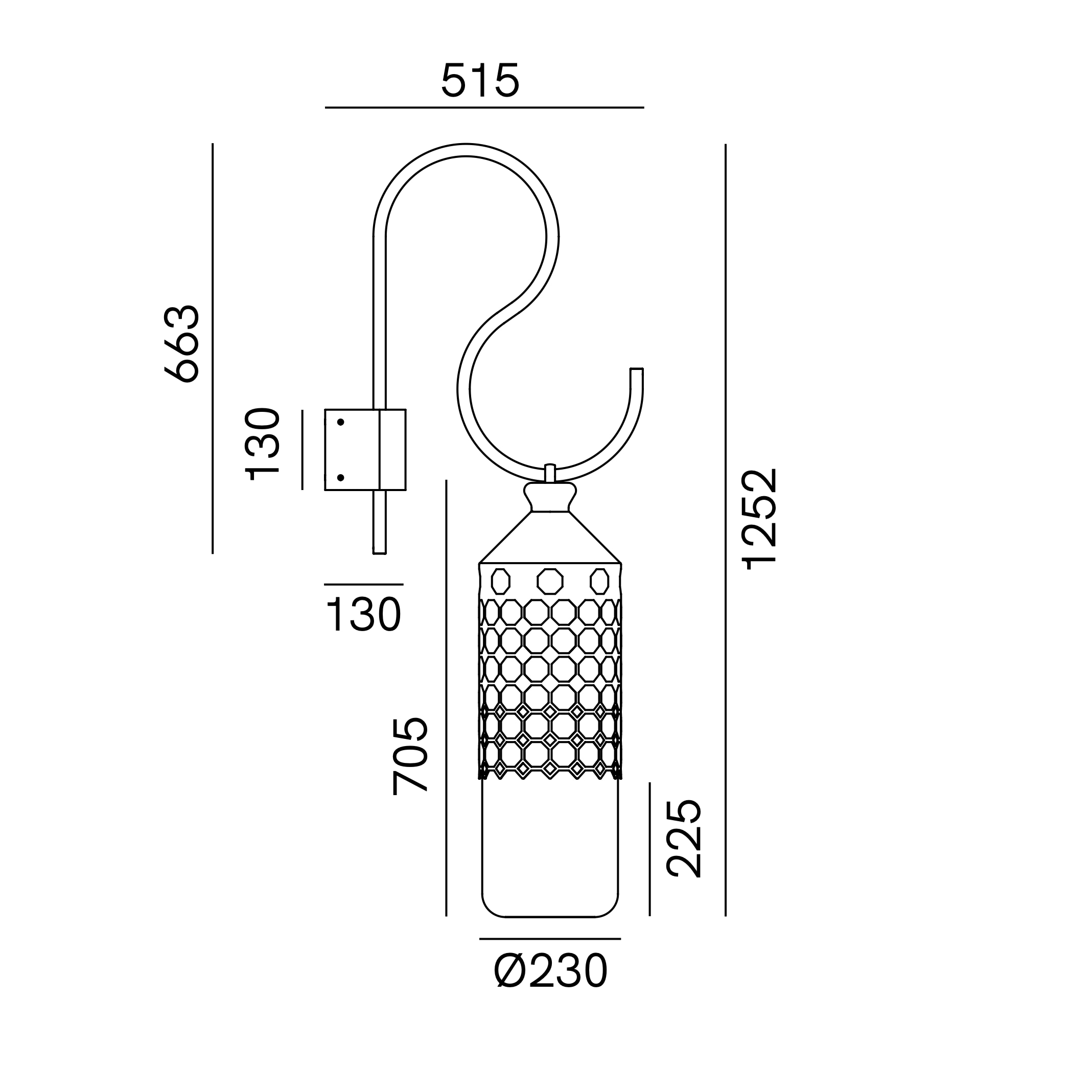 Große Wandlaterne mit Opalglas und grafischem Dekor, IP65, Bild 5 Große Wandlaterne mit Opalglas und grafischem Dekor, IP65, Bild 5