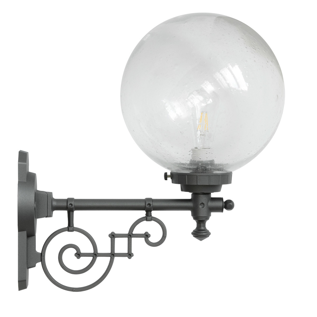 Large historical wall lamp with glass globe