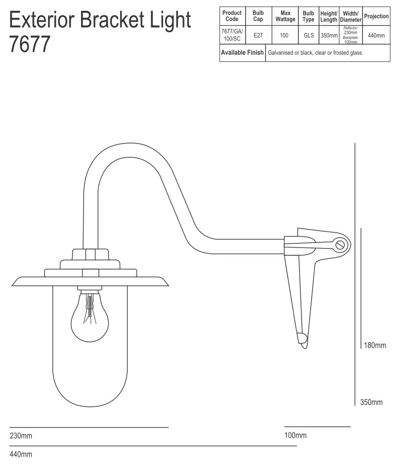 Exterior Corner Bracket Light with Swan Neck Arm 7677, Fig. 2 Exterior Corner Bracket Light with Swan Neck Arm 7677, Fig. 2